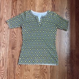 Harolds green and brown hexagon, knit top